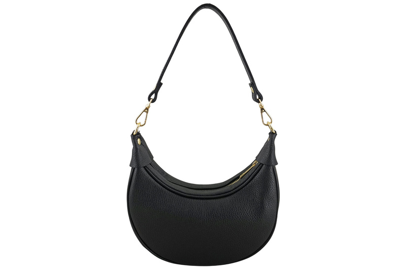 Subtelna mini torebka z miękkim zamszem i złotymi detalami - Czarna