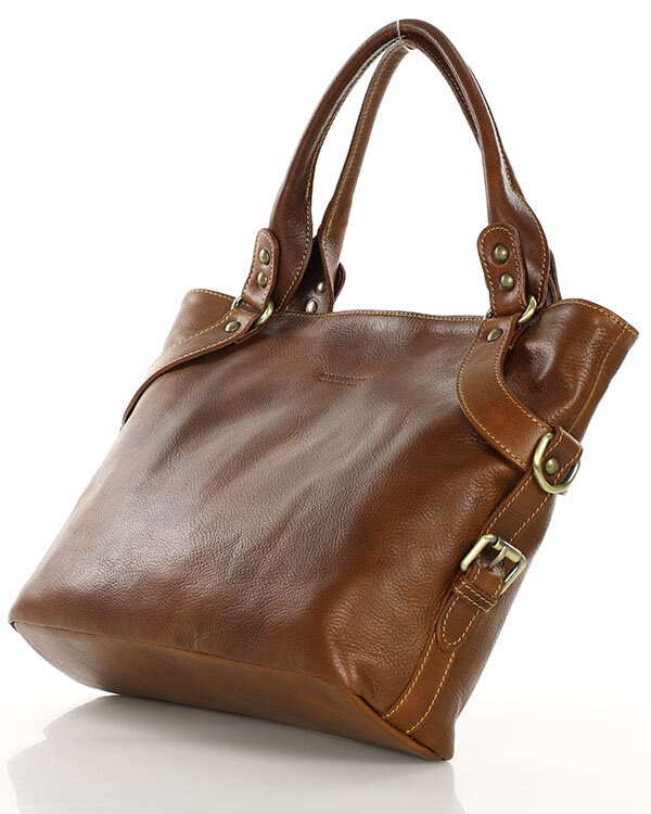 Torebka biznesowa damska kuferek skórzany premium bag - MARCO MAZZINI brązowy