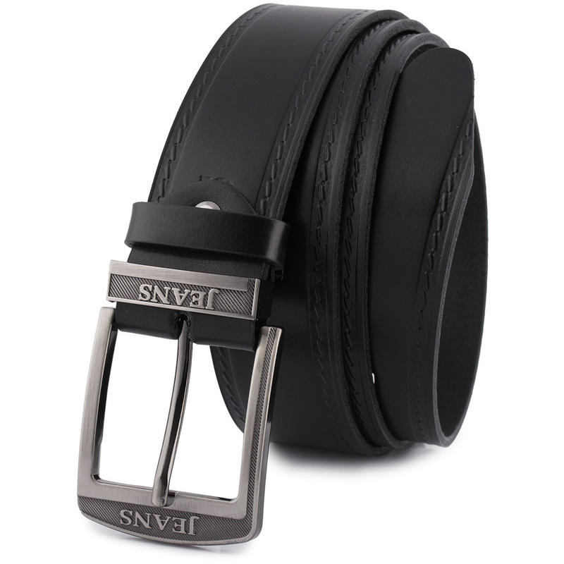 Pasek męski skórzany premium szeroki 4cm klasyczny czarny Beltimore Jeans E01 : Kolory - czarny, Rozmiar pasków - r.115-130 cm