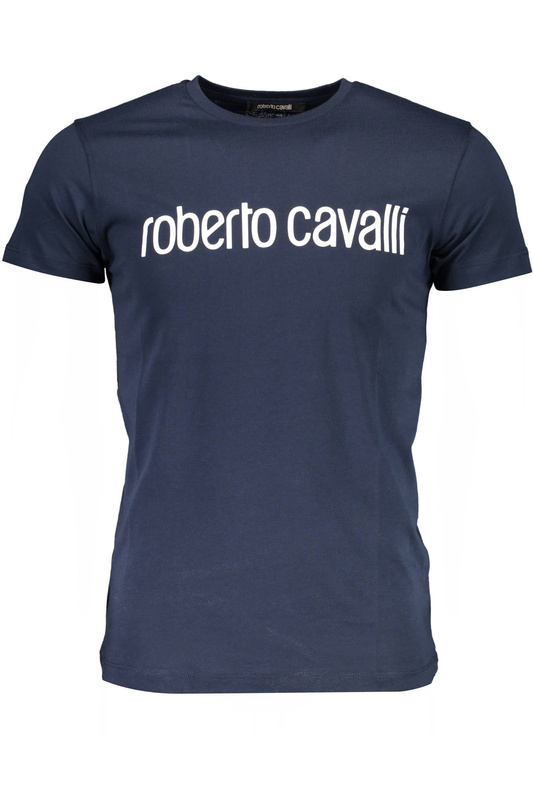 ROBERTO CAVALLI MĘSKA KOSZULKA Z KRÓTKIM RĘKAWEM NIEBIESKA