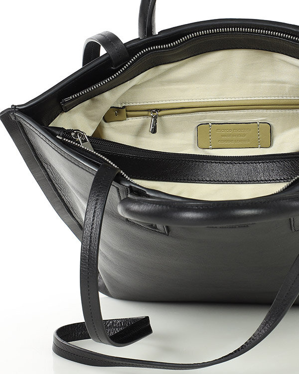 Ekskluzywna torba shopper do pracy skórzana premium MARCO MAZZINI czarna