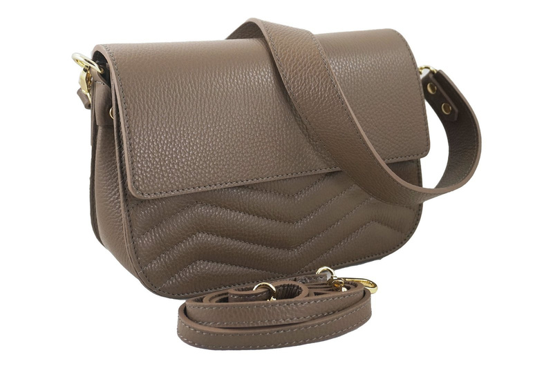 Torebka skórzana crossbody włoska - Szara ciemna