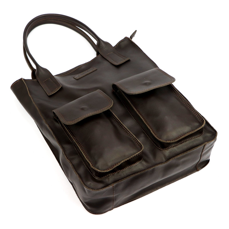 Angelo Torebka na ramię Duża damska shopperbag z kieszeniami skórzana