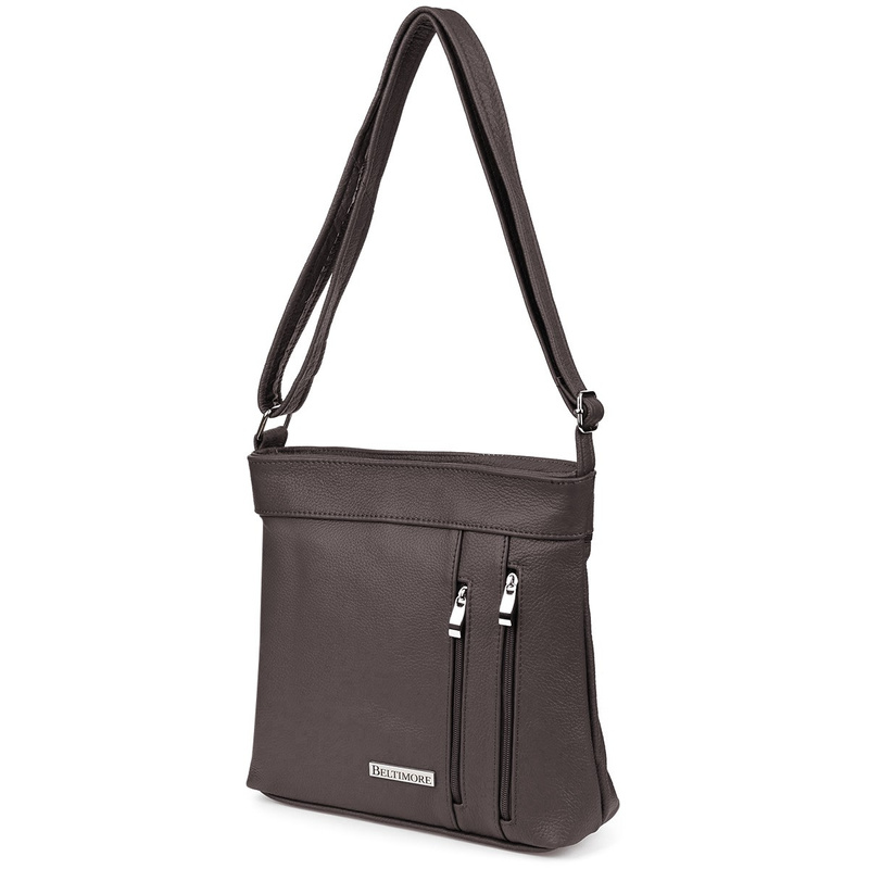 Torebka skórzana ciemny brąz listonoszka damska Beltiomore X95