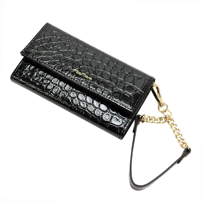 MiaMore etui na telefon Iphone 12 case z klapą skóra krokodyla lakierowana