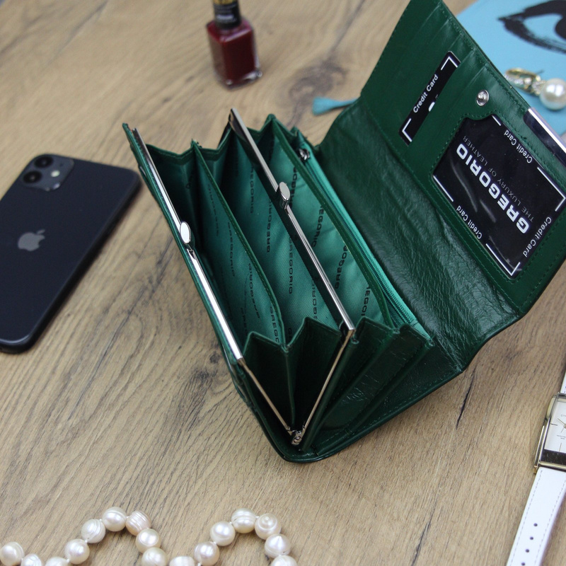 Gregorio damski portfel skóra naturalna podłużny klasyczny skóra krokodyla