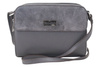 Torebka skórzana crossbody zamszowa - Szara ciemna