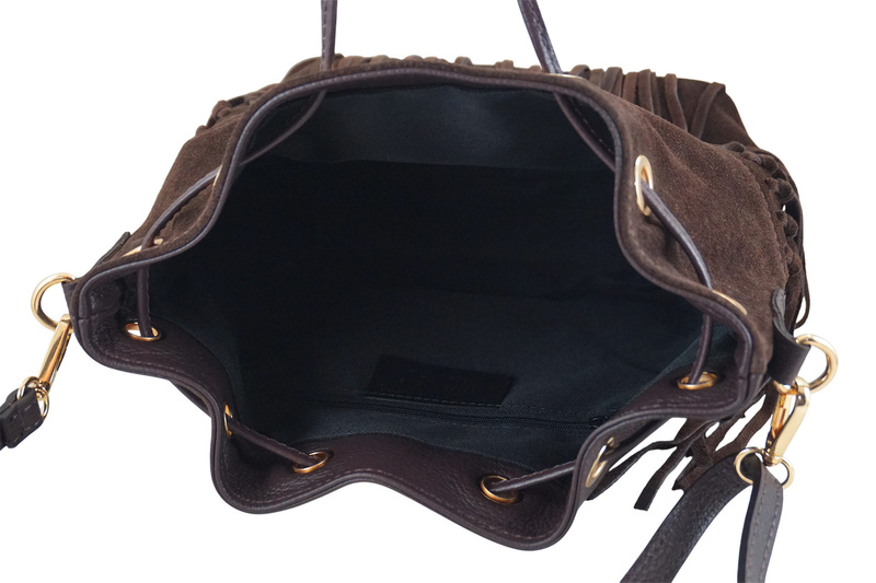 Torebka skórzana boho style - Brązowa ciemna