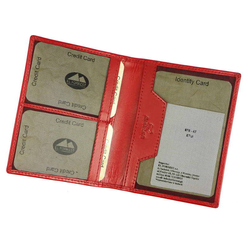 Pionowe składane Skórzane etui na karty dokumenty EL FORREST RFID