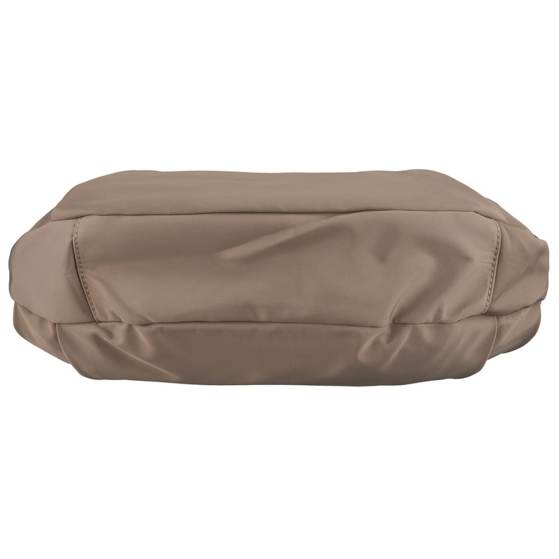 Duża, ciemnobeżowa torebka damska z poliestru, mieszcząca format A4 - Peterson