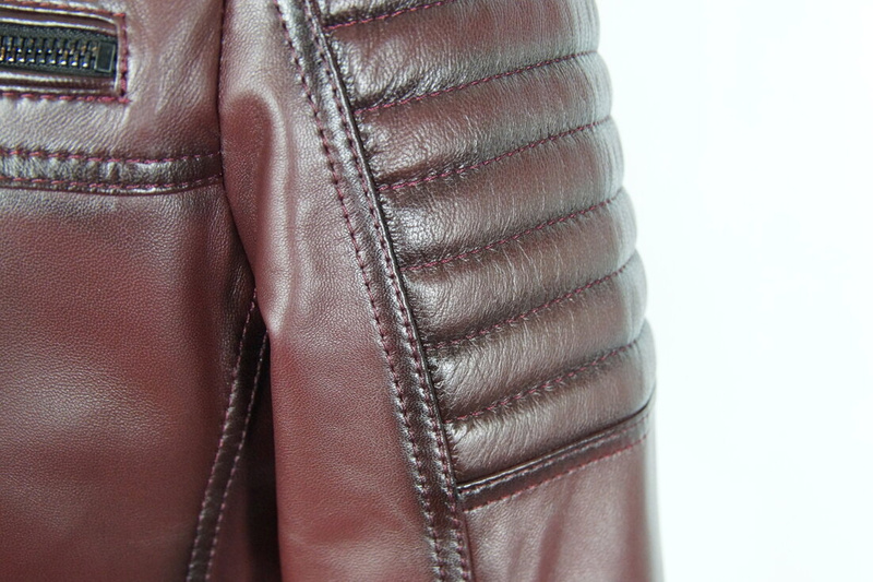 Bukowski męska skórzana kurtka casual zapinana na zamek stójka dekolt