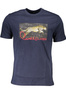 NIEBIESKI T-SHIRT MĘSKI Z KRÓTKIM RĘKAWEM KLASY CAVALLI