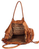 Duża torebka skórzana oversize style shopper bag - MARCO MAZZINI brąz camel