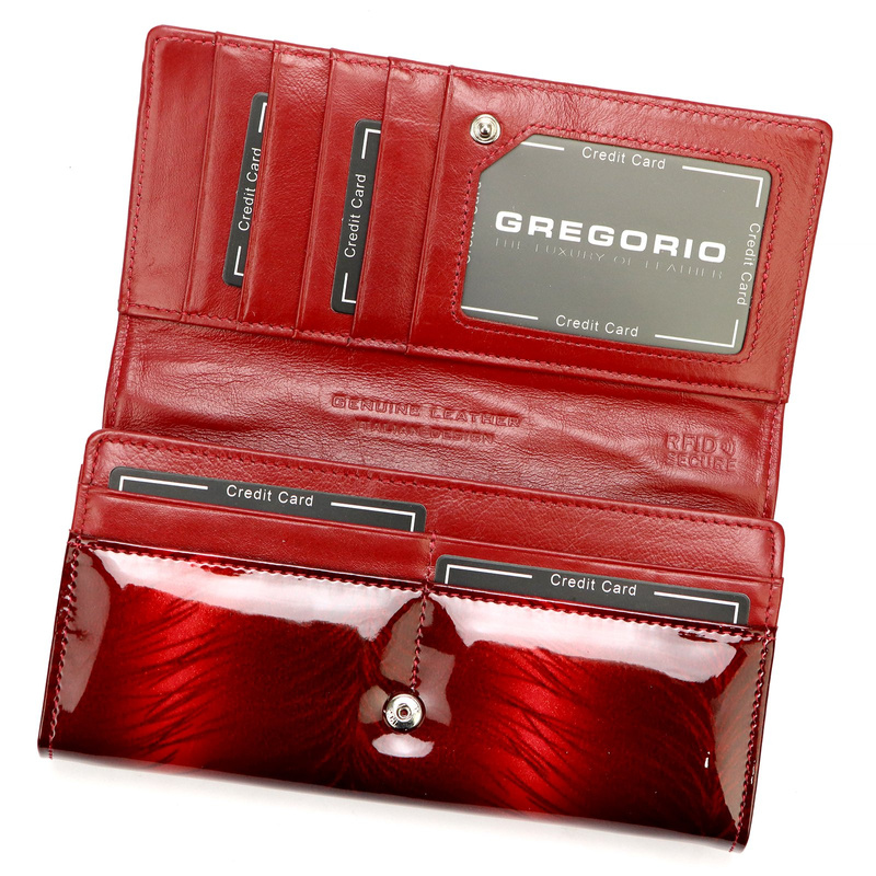 Gregorio damski portfel skóra naturalna podłużna klasyczna portmonetka