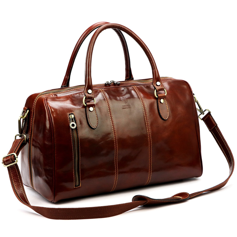 Gregorio podróżna torba skóra naturalna torba weekendowa duża z paskiem