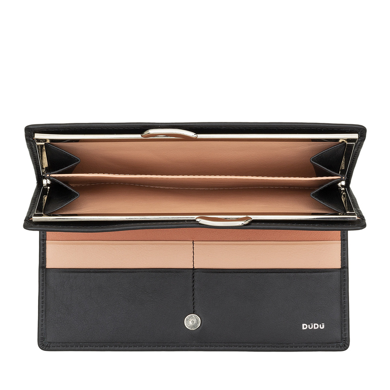 DuDu Podłużna damska portmonetka skóra naturalna podłużny duży portfel