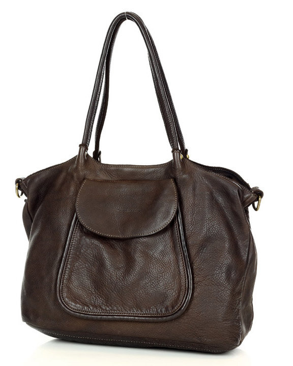 MARCO MAZZINI Torebka skórzana shopper bag ispirato dalla natura brąz