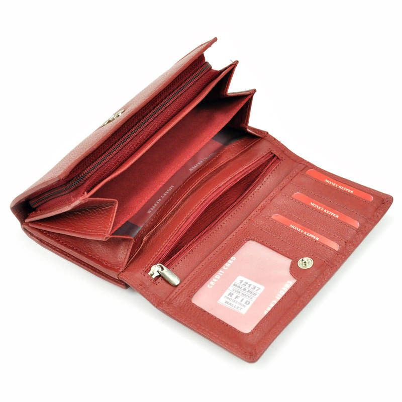 Zgrabny Skórzany damski portfel Money Kepper RFID