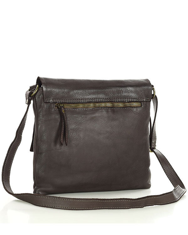 Torebka skórzana listonoszka stylowy minimalizm ala messenger leather bag - MARCO MAZZINI brąz caffe