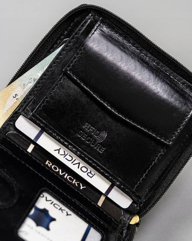 Kompaktowy męski skórzany portfel Rovicky z RFID