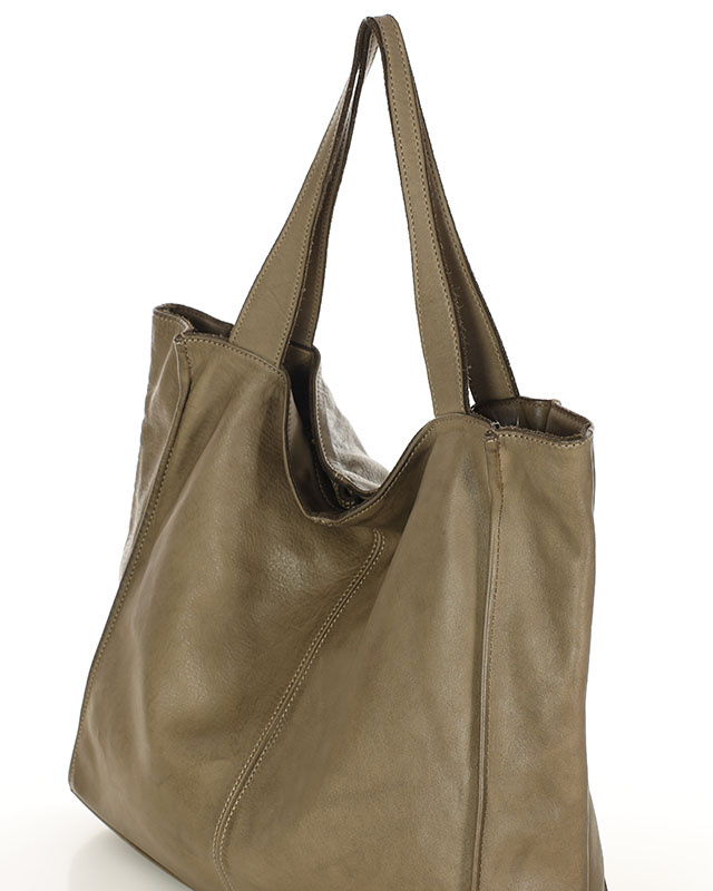 MARCO MAZZINI Torebka miejski shopper bag skóra naturalna handmade beżowa cappuccino