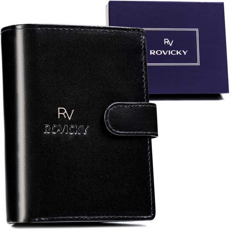 Duży Skórzany portfel męski system RFID Rovicky