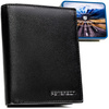 Portfel męski ze skóry naturalnej w czarnym kolorze z systemem RFID i w zestawie z brelokiem - Peterson
