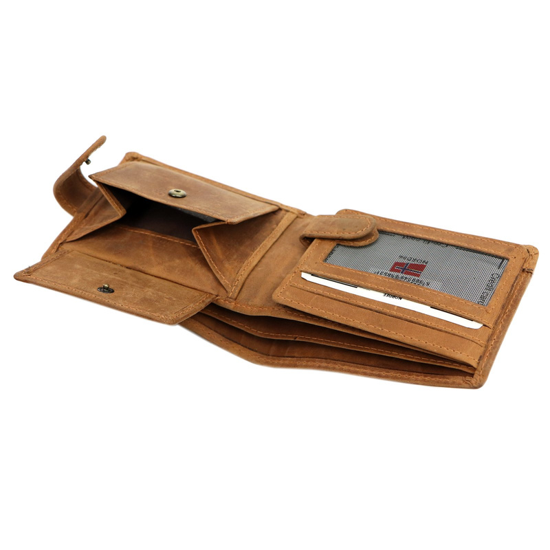 Nordee rozbudowany męski portfel skóra naturalna zamykany na zatrzask