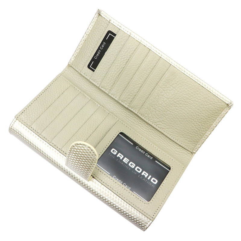 Lakierowany duży Skórzany damski portfel Gregorio