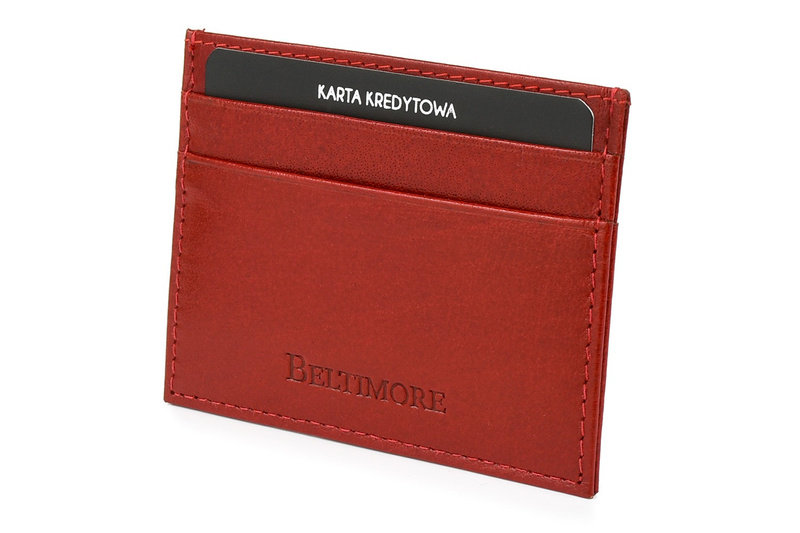 Etui na dokumenty karty czerwone skórzane slim Beltimore G93
