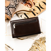 Skórzany, brązowy portfel damski zamykany na zatrzask - Peterson