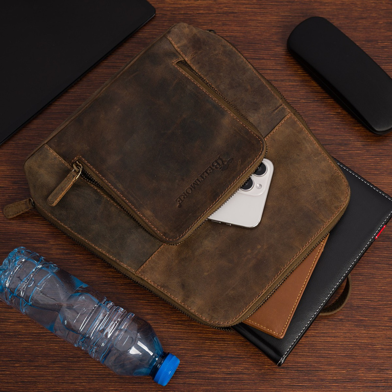 Plecak skórzany damski brązowy skóra naturalna nubuk Beltimore S11