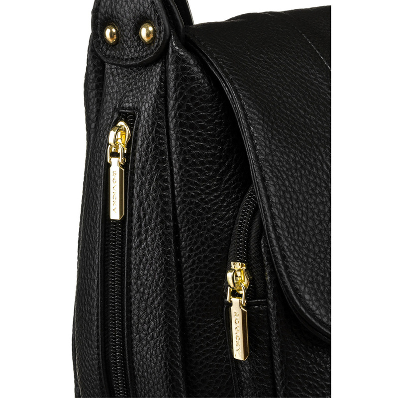 Pojemna, beżowa torebka damska na ramię z kieszeniami - Rovicky