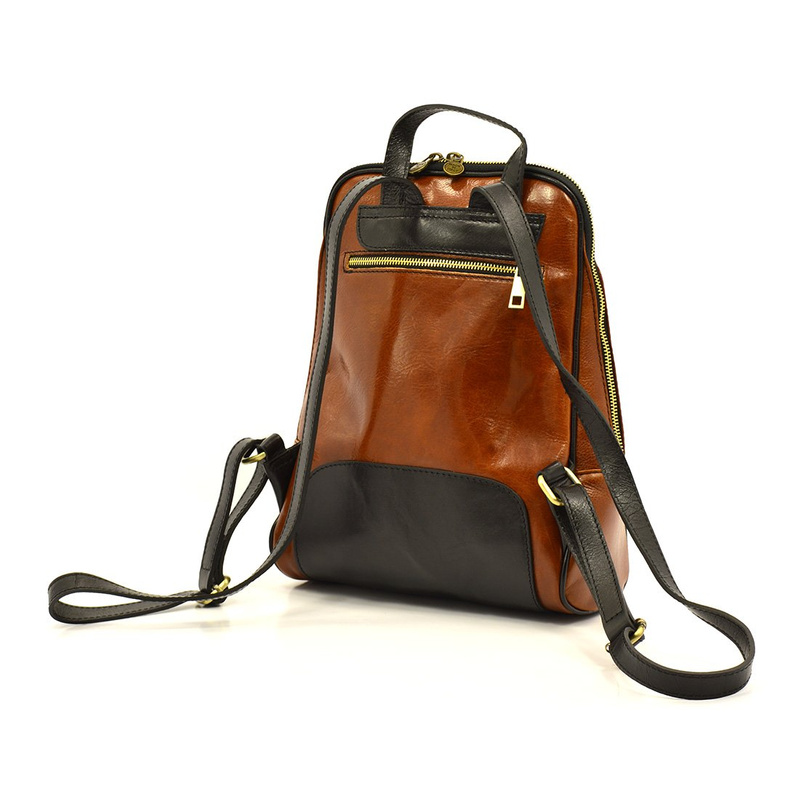 Florence Miejski Damski plecak skóra naturalna z kieszeniami na suwak