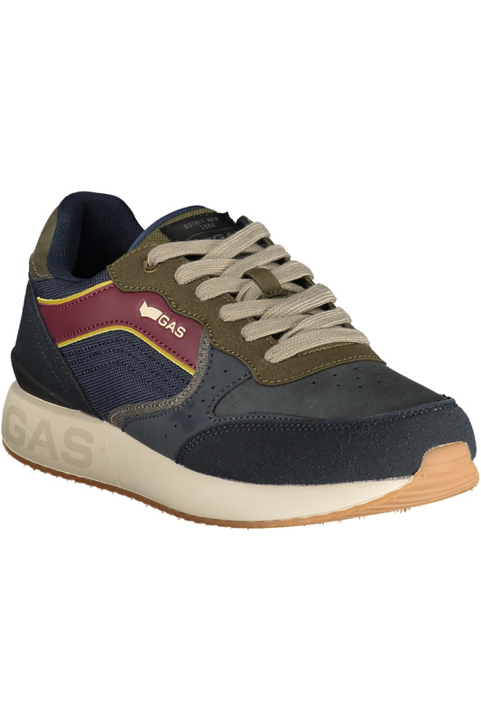Niebieskie sneakersy męskie GAS Gam 623500 – zielone detale