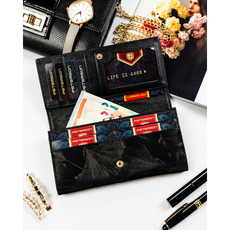 skóra naturalna + Damski portfel ze skóry ekologicznej Peterson PTN PS122-MLF