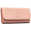 Różowy, duży portfel damski ze skóry ekologicznej z kieszonką zewnętrzną, zamykany na zatrzask - 4U Cavaldi