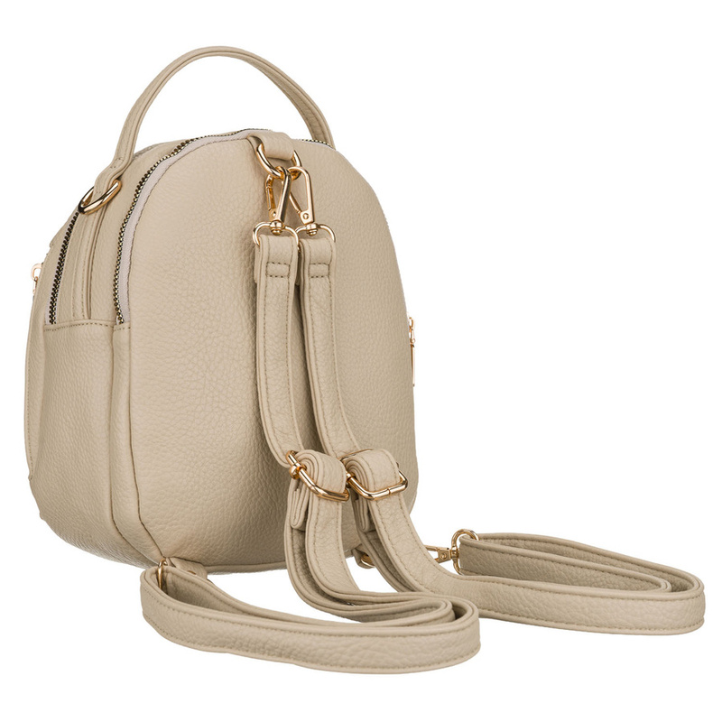 Mały plecak damski ze skóry ekologicznej w jasnobeżowym kolorze - Rovicky