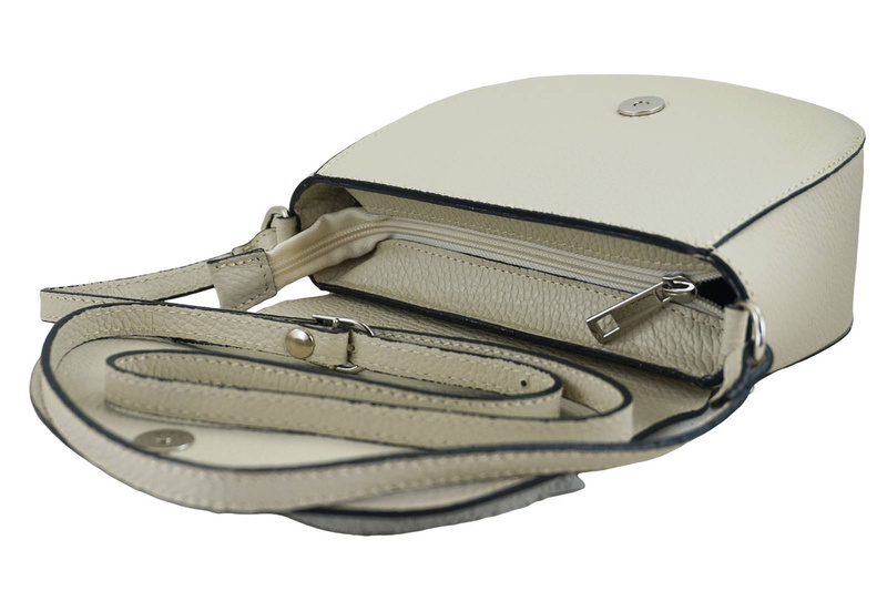 Damska skórzana listonoszka włoska - Beżowa jasna