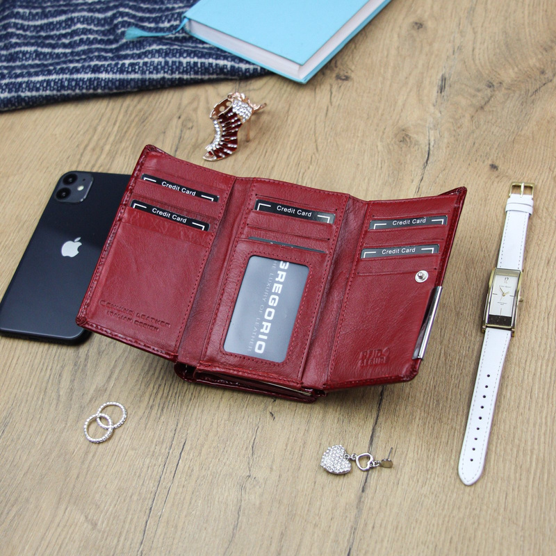 Skórzany piękny damski portfel podłużny Gregorio