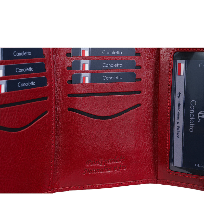 Czerwony portfel damski skórzany Canaletto – elegancja, funkcjonalność i ochrona RFID PD1201cs165