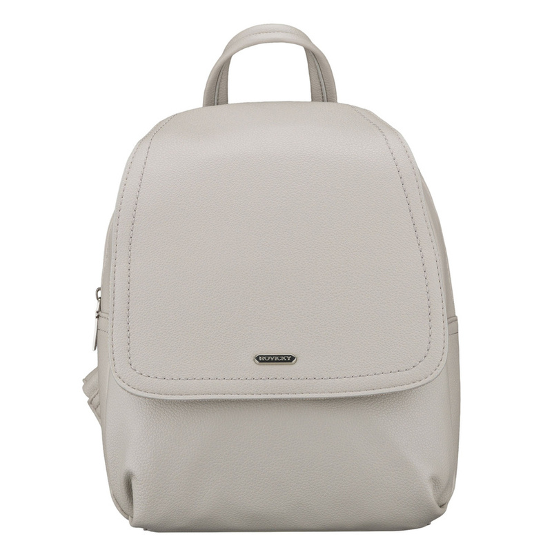 Szary, miejski plecak damski ze skóry ekologicznej - Rovicky