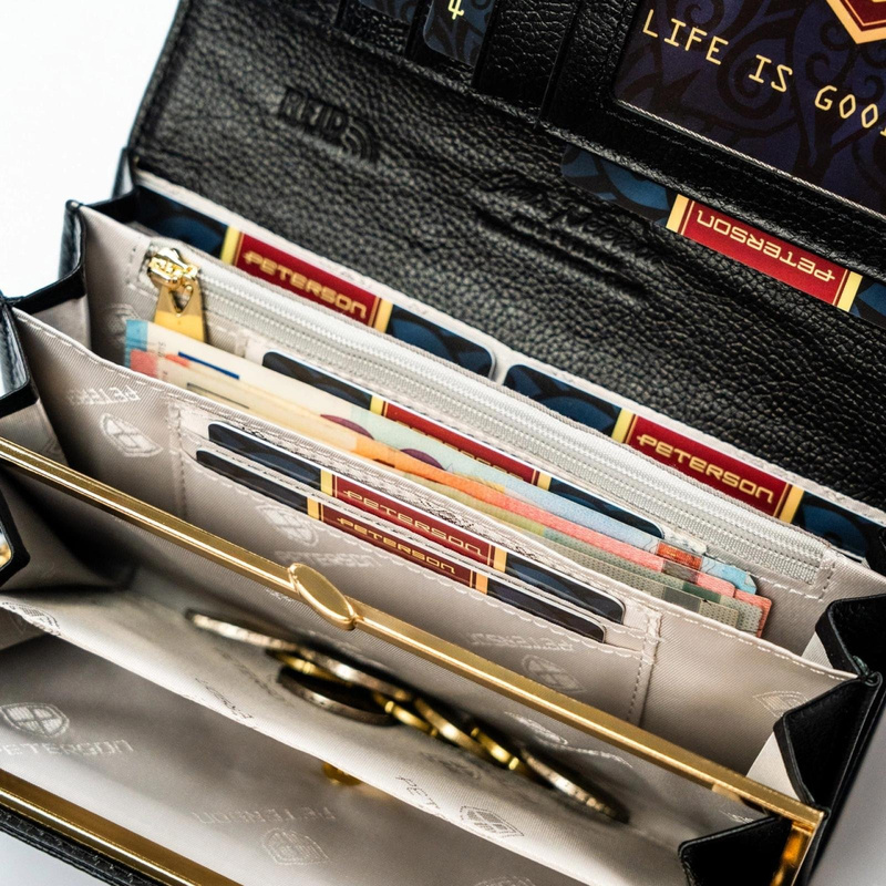 skóra naturalna + Damski portfel ze skóry ekologicznej Peterson PTN PS122-MLF