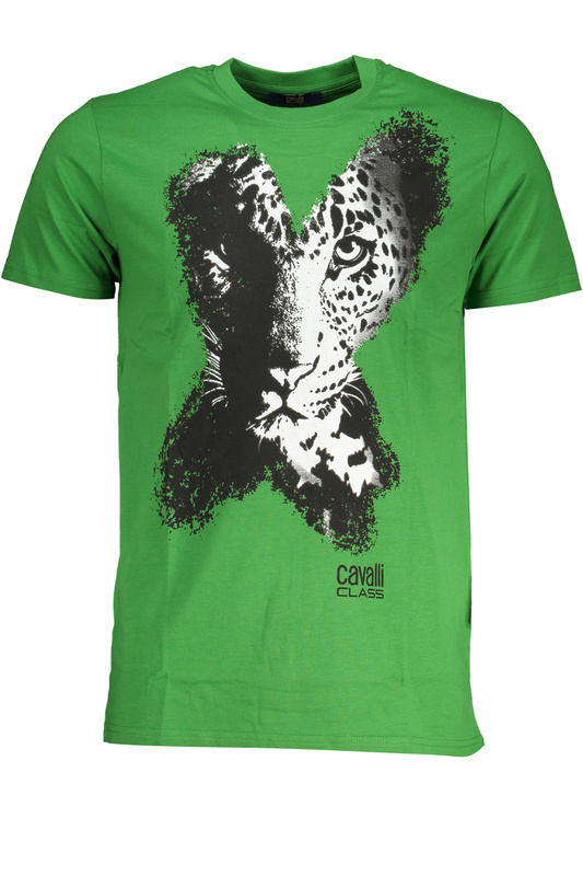 ZIELONY T-SHIRT MĘSKI Z KRÓTKIM RĘKAWEM KLASY CAVALLI