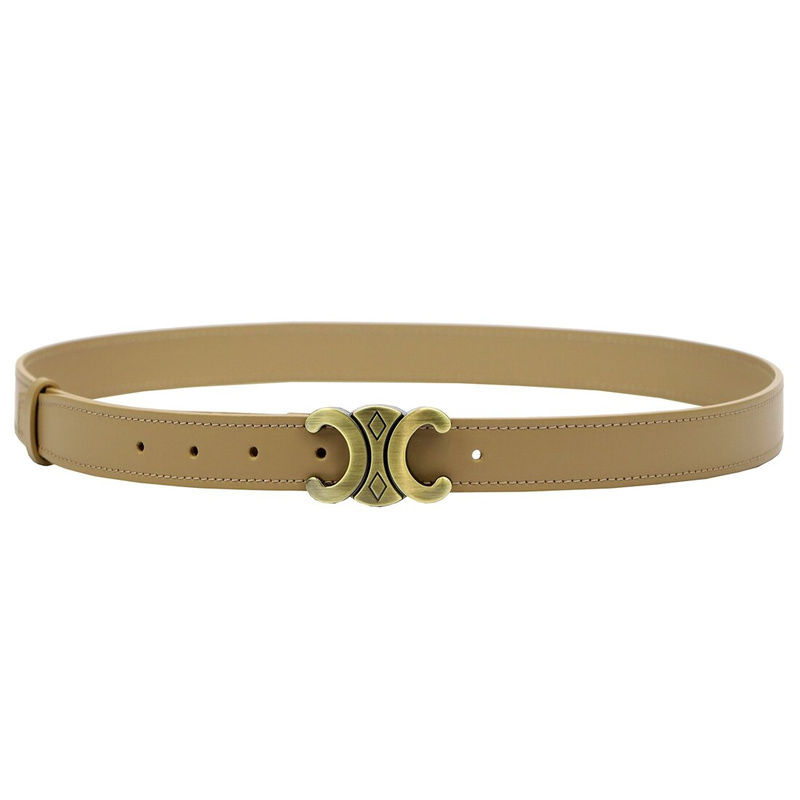 Gregorio Damski pasek do spodni skóra naturalna ze stylową klamrą złotą