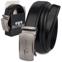 Pasek męski skórzany klamra automatyczna czarny Beltimore A50 : Kolory - czarny,