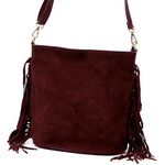 Vera Pelle damska listonoszka skóra naturalna zamszowa torebka z frędzlami