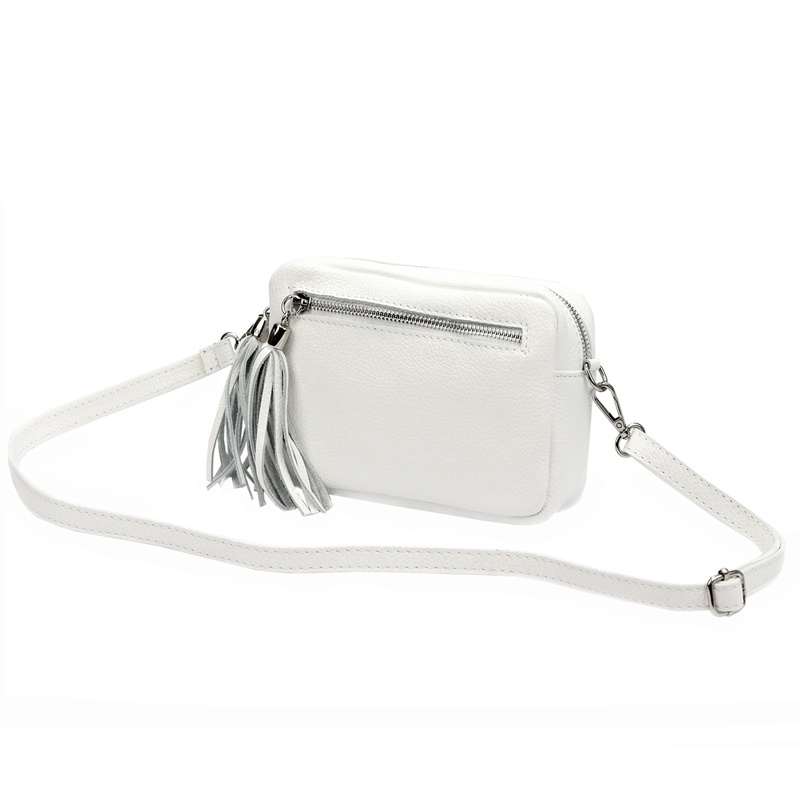 Damska listonoszka torebka Skórzana z brelokiem frędzlem i kieszeniami Luka