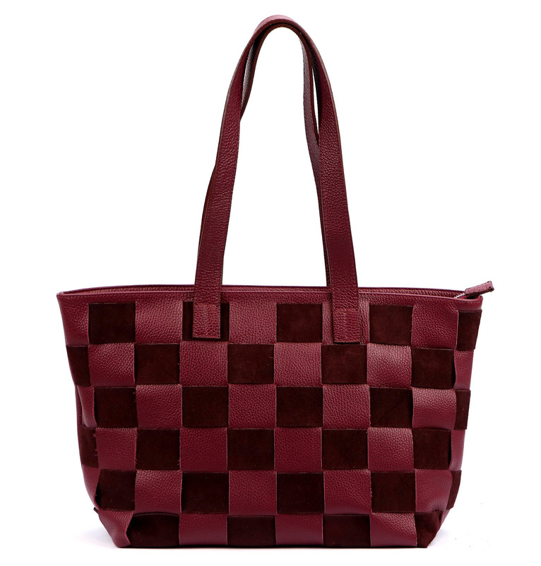 Luka Duża dwukomorowa damska shopperbag pleciony wzór torebka na ramię