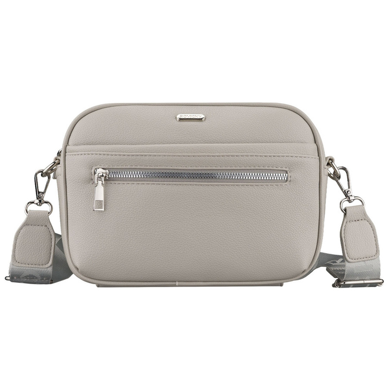 Listonoszka damska ze skóry ekologicznej w szarym kolorze zamykana suwakiem - Rovicky